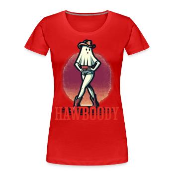 Cowboy Girl Ghost Funny Pun Saying - Women's Premium Organic T-Shirt - navy - Front - Mia (176cm)