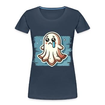 Sad Ghost Cute Weeping Ghosts - Women's Premium Organic T-Shirt - navy - Front - Mia (176cm)