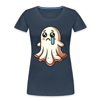 Sad Ghost Cute Weeping Ghosts - Women's Premium Organic T-Shirt - navy - Front - Mia (176cm)