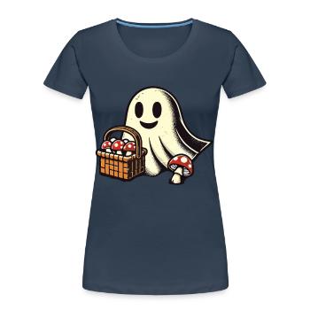 unheMushroom Picker Ghost Ghostly Mushroom Lover - Women's Premium Organic T-Shirt - navy - Front - Mia (176cm)