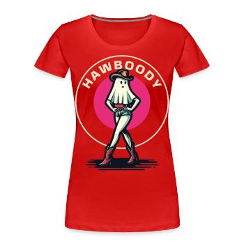 Cowboy Girl Ghost Funny Pun Saying - Women's Premium Organic T-Shirt - navy - Front - Mia (176cm)