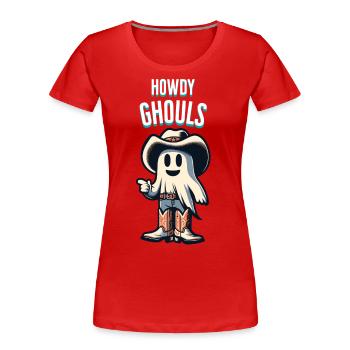 Drôle de fantôme de cow-boy accueille les filles - T-shirt bio Premium Femme - bleu marine - Devant - Mia (176cm)