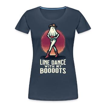 Cowboy Mit Boots Lustiges Line Dance Gespenst - Frauen Premium Bio T-Shirt - Navy - Vorne - Mia (176cm)