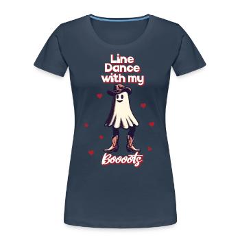 Lustiges Cowboy Mit Boots Line Dance Gespenst - Frauen Premium Bio T-Shirt - Navy - Vorne - Mia (176cm)