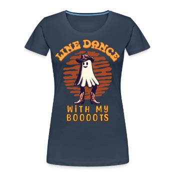 Cowboy With Boots Line Dance Ghost - Women's Premium Organic T-Shirt - navy - Front - Mia (176cm)