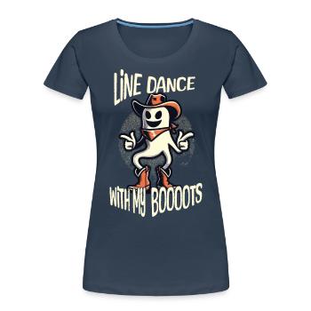 Cowboy Mit Boots Line Dance Gespenst - Frauen Premium Bio T-Shirt - Navy - Vorne - Mia (176cm)