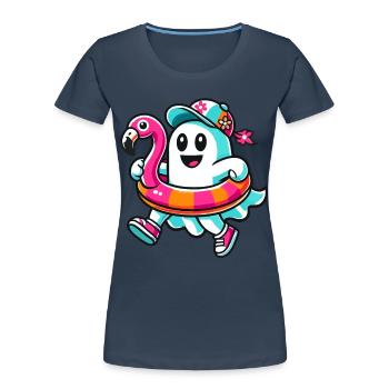 Été Halloween Drôle Mode de vie Rétro Vintage - T-shirt bio Premium Femme - bleu marine - Devant - Mia (176cm)