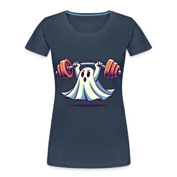 Bodybuilding Gespenst Lustiger Fitnessstudio Geist - Frauen Premium Bio T-Shirt - Navy - Vorne - Mia (176cm)