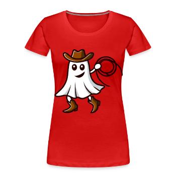 Cowboy Ghost Funny Halloween Design - Women's Premium Organic T-Shirt -  - Front - Mia (176cm)