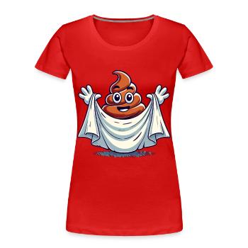 Drôle Caca Pile Ghost Bull Feuille Caca - T-shirt bio Premium Femme - bleu marine - Devant - Mia (176cm)