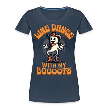 Cowboy With Boots Line Dance Ghost Vintage Retro - Women's Premium Organic T-Shirt - navy - Front - Mia (176cm)