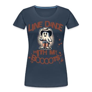 Cowboy Mit Boots Line Dance Gespenst - Frauen Premium Bio T-Shirt - Navy - Vorne - Mia (176cm)