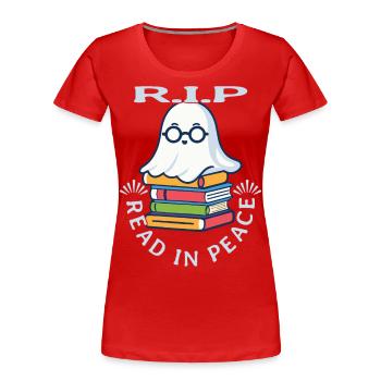 Niedliches Buchliebhaber Gespenst Lustiges Spruch - Frauen Premium Bio T-Shirt - Navy - Vorne - Mia (176cm)
