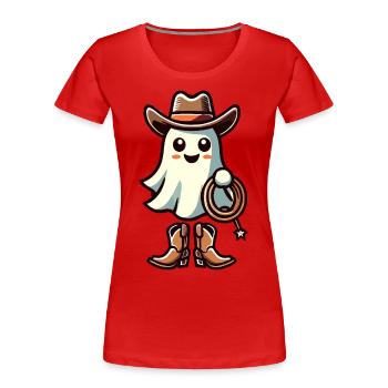 Cowboy Ghost Funny Halloween Design - Women's Premium Organic T-Shirt -  - Front - Mia (176cm)