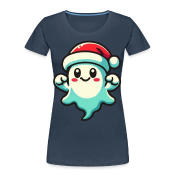 Cute Christmas Ghost Funny Halloween - Women's Premium Organic T-Shirt - navy - Front - Mia (176cm)