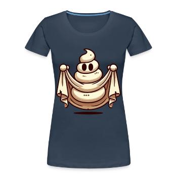 Funny Poop Pile Ghost Bull Sheet Poop - Women's Premium Organic T-Shirt - navy - Front - Mia (176cm)