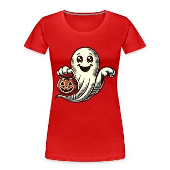 lasCute Halloween Ghost Trick Or Treat - T-shirt bio Premium Femme - bleu marine - Devant - Mia (176cm)