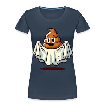 Drôle Caca Pile Ghost Bull Feuille Caca - T-shirt bio Premium Femme - bleu marine - Devant - Mia (176cm)