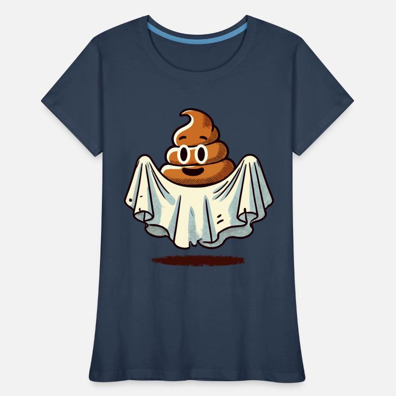 Drôle Caca Pile Ghost Bull Feuille Caca T-shirt bio Premium Femme