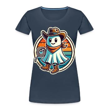 Cowboy fantôme drôle Halloween design - T-shirt bio Premium Femme - bleu marine - Devant - Mia (176cm)