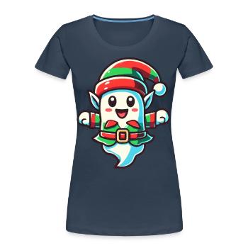 Cute Christmas Ghost Christmas Elf - Women's Premium Organic T-Shirt - navy - Front - Mia (176cm)