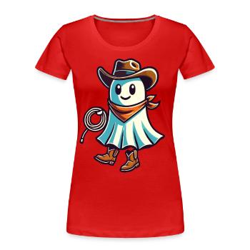 Cowboy Ghost Funny Halloween Design - Women's Premium Organic T-Shirt -  - Front - Mia (176cm)