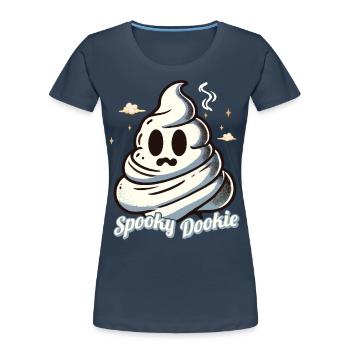 Lustiges Spooky Dookie Kackhaufen Gespenst - Frauen Premium Bio T-Shirt - Navy - Vorne - Mia (176cm)