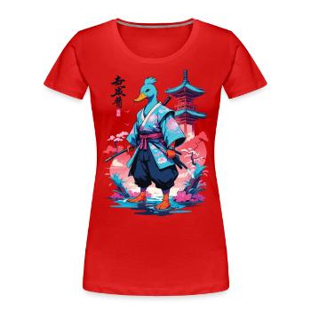 Esthétique Samurai Duck Style Vaporwave - T-shirt bio Premium Femme - bleu marine - Devant - Mia (176cm)
