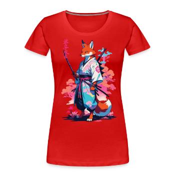 Kitsune Samurai Fuchs Aesthetic Vaporwave Stil - Frauen Premium Bio T-Shirt - Navy - Vorne - Mia (176cm)