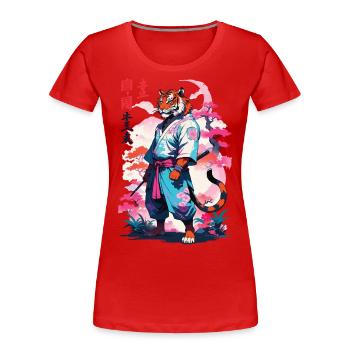 Tiger Yokai Vaporwave Aesthetic Samurai Art - Women's Premium Organic T-Shirt - navy - Front - Mia (176cm)