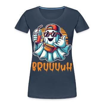 Unheimliches Lustiges Halloween Gespenst - Frauen Premium Bio T-Shirt - Navy - Vorne - Mia (176cm)