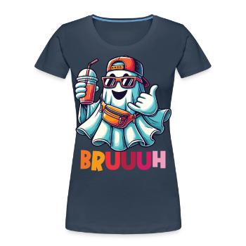 Unheimliches Lustiges Halloween Gespenst - Frauen Premium Bio T-Shirt - Navy - Vorne - Mia (176cm)