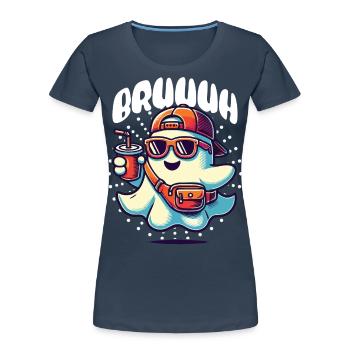 Unheimliches Lustiges Halloween Gespenst - Frauen Premium Bio T-Shirt - Navy - Vorne - Mia (176cm)
