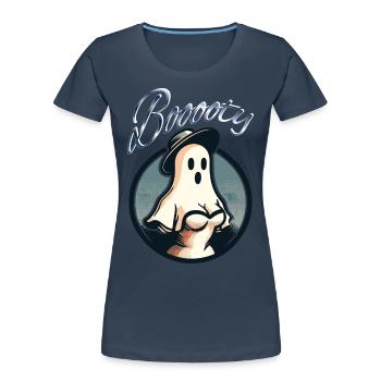 Lustiges Halloween Booty Geistermotiv - Frauen Premium Bio T-Shirt - Navy - Vorne - Mia (176cm)