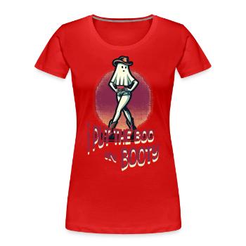 Funny Halloween Girl: I Put The Boo In Booty - Women's Premium Organic T-Shirt - navy - Front - Mia (176cm)