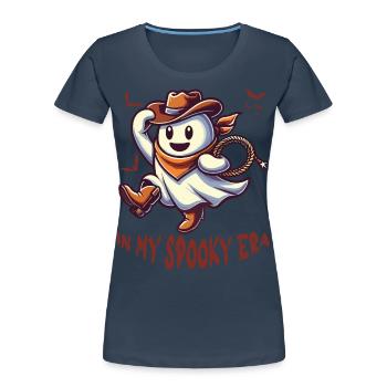 Fantôme d’Halloween à mon époque effrayante - T-shirt bio Premium Femme - bleu marine - Devant - Mia (176cm)