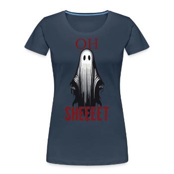 Halloween Oh Sheet Gespenst Lustig - Frauen Premium Bio T-Shirt - Navy - Vorne - Mia (176cm)