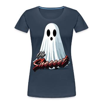 Oh Sheet Gespenst Lustig Halloween Spaß - Frauen Premium Bio T-Shirt - Navy - Vorne - Mia (176cm)