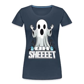 Halloween Oh Sheet Gespenst Lustig - Frauen Premium Bio T-Shirt - Navy - Vorne - Mia (176cm)