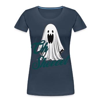 Oh Sheet Gespenst Lustig Halloween Spaß - Frauen Premium Bio T-Shirt - Navy - Vorne - Mia (176cm)