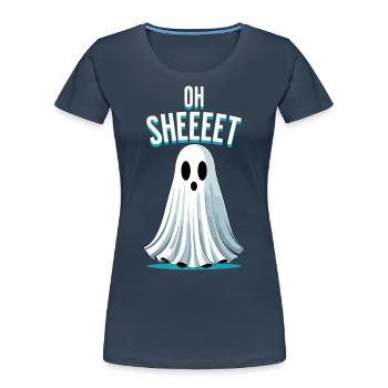 Halloween Oh Sheet Gespenst Lustig - Frauen Premium Bio T-Shirt - Navy - Vorne - Mia (176cm)