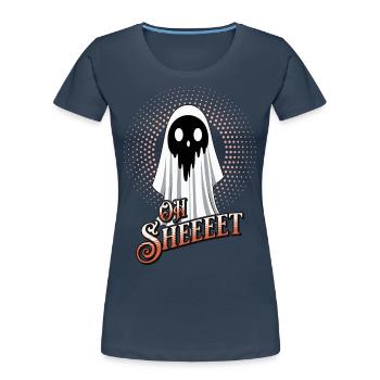 Halloween Oh Sheet Gespenst Lustig Geist - Frauen Premium Bio T-Shirt - Navy - Vorne - Mia (176cm)