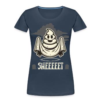 Halloween Poop Pile Ghost Sheet Fun - Women's Premium Organic T-Shirt - navy - Front - Mia (176cm)
