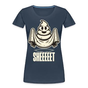 Halloween Poop Pile Ghost Sheet Fun - Women's Premium Organic T-Shirt - navy - Front - Mia (176cm)