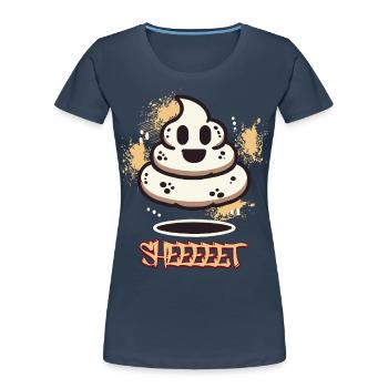 Funny Poop Pile Ghost Halloween Poop - Women's Premium Organic T-Shirt - navy - Front - Mia (176cm)