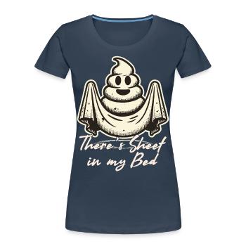 Halloween Ghost Humor in Bed - Women's Premium Organic T-Shirt - navy - Front - Mia (176cm)