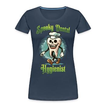 Creepy Dental Care Bad Teeth Fun - Women's Premium Organic T-Shirt - navy - Front - Mia (176cm)