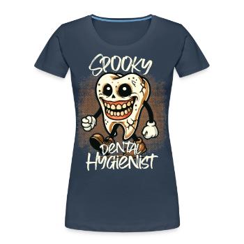 Spooky Dental Hygienist Halloween Tooth - Women's Premium Organic T-Shirt - navy - Front - Mia (176cm)