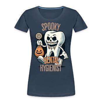 Spooky Dental Hygienist Halloween Design - Women's Premium Organic T-Shirt - navy - Front - Mia (176cm)