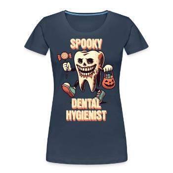 Gruselige Zahnärztliche Halloween Abenteuer - Frauen Premium Bio T-Shirt - Navy - Vorne - Mia (176cm)